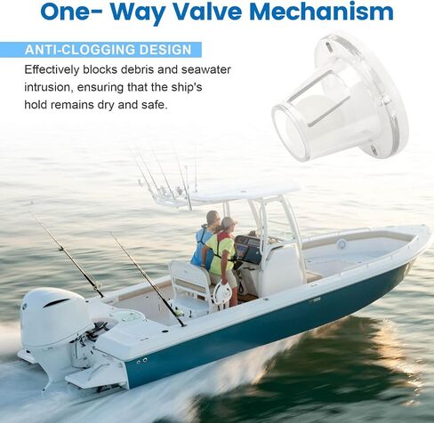 QCG Boat Self Bailing Ball Scupper Valve Fits 3/4 Inch to 1-1/2 Inch Boats Scuppers Openings, Efficient Self-Bailing Boat Ball Scuppers, Clear in Kuwait