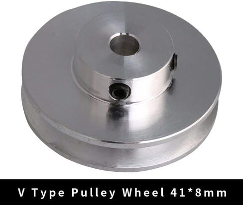 Single Groove V-Shape Pulley Wheel 8mm Bore Diameter 41mm PU Round Belts Wheel for Motor Shaft Silver Aluminum Alloy in Saudi Arabia