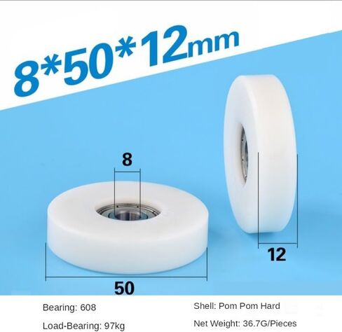Plastic Bearing Pulley Roller POM Embedded 608 Bearings, Diameter 5cm Flat Wheel 8 * 50 * 12mm in Saudi Arabia