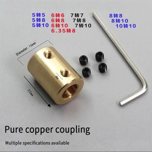 1pcs Pure Copper Coupling Sleeve Motor Model Boat Shaft Converter 5mm 6mm 6.35mm 7mm 8mm Motor Variable Copper Coupling(7mm x 7mm) in Saudi Arabia