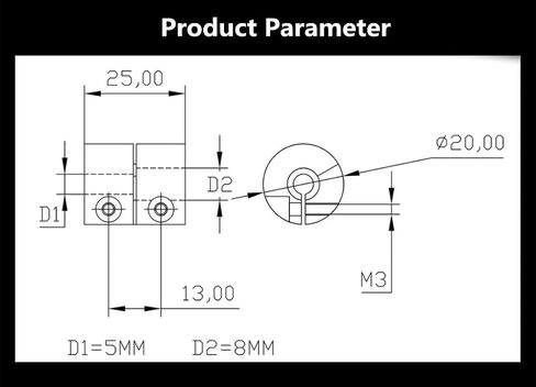 5pcs Rigid Shaft Coupler D20 L25 Motor Clamping Coupling 3D Printer T8 Lead Screw Connector in Saudi Arabia