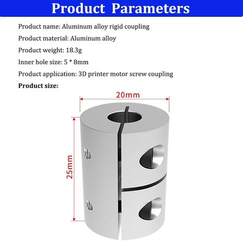 2pcs D20L25 Aluminium Coupling 5mm 8mm Inner Hole Rigid Coupler Large Torque Encoder Lead Screw CNC Stepper Motor Parts in Saudi Arabia