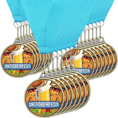 Quelay 30 Pcs Oktoberfest Award Medals Bulk 2'' Colorful Metal Award Trophies with Neck Ribbon for Oktoberfest Beer Party Prize Gift Favor Supplies in Saudi Arabia