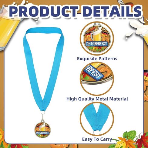 Quelay 30 Pcs Oktoberfest Award Medals Bulk 2'' Colorful Metal Award Trophies with Neck Ribbon for Oktoberfest Beer Party Prize Gift Favor Supplies in Saudi Arabia