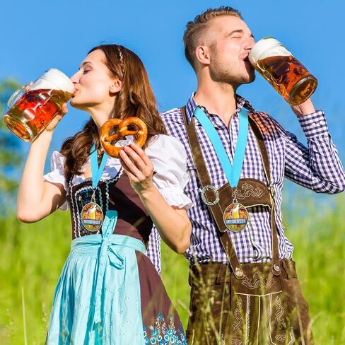 Quelay 30 Pcs Oktoberfest Award Medals Bulk 2'' Colorful Metal Award Trophies with Neck Ribbon for Oktoberfest Beer Party Prize Gift Favor Supplies in Saudi Arabia