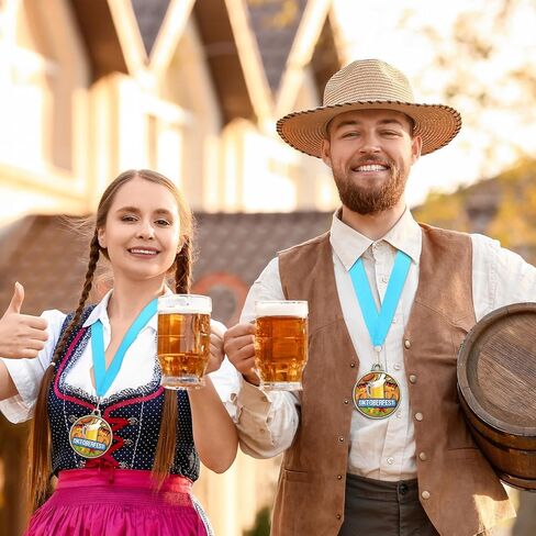 Quelay 30 Pcs Oktoberfest Award Medals Bulk 2'' Colorful Metal Award Trophies with Neck Ribbon for Oktoberfest Beer Party Prize Gift Favor Supplies in Saudi Arabia