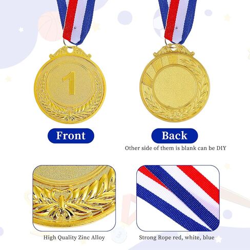 6Pcs Gold Medals for Awards, 2 Inch Metal Award Medals Olympic Style Winner Awards for Competitions, Sports, Party, Tournaments, and Prizes in Saudi Arabia