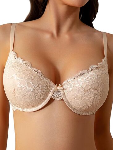 Push Up T-Shirt Bra Thick Pads Add 2 Cups Plunge Sexy Cleavage Extra Padded Underwire Bras 36B Black in Saudi Arabia