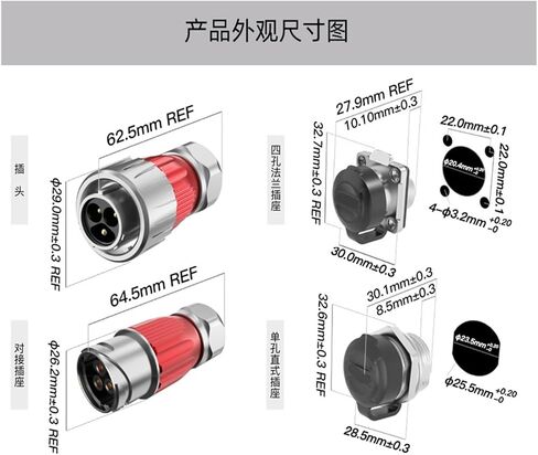 FACIation Plug 3 CORE DH20 Round M20 SPORAL LOCKING METIL CONNECTOR AVIENT PLID-IN (FLANG in Saudi Arabia