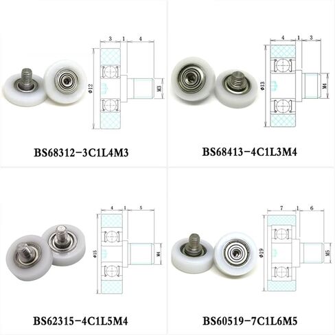 5pcs OD 15mm Package POM Bearing Flat Pulley with M4 Screw 15xM4 BS62315-4C1L5M4 Sliding Glass Door Mute Nylon Wheel Roller(OD22 x W7 x M6) in Saudi Arabia