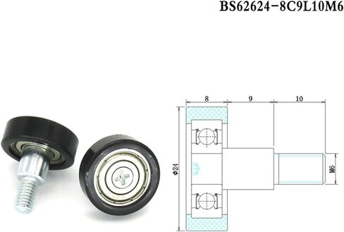 5pcs OD 15mm Package POM Bearing Flat Pulley with M4 Screw 15xM4 BS62315-4C1L5M4 Sliding Glass Door Mute Nylon Wheel Roller(OD22 x W7 x M6) in Saudi Arabia