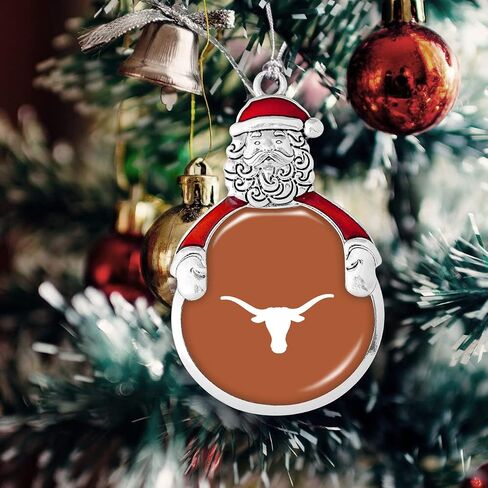 Texas Longhorns Santa with Team Logo Silver Metal Christmas Ornament Gift Tree Decoration UT in Saudi Arabia