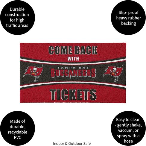 Team Sports America NFL Tampa Bay Buccaneers | Indoor and Outdoor Entryway | 28 x 16 Inches | Non Slip Back | Welcome Floor Mats | Muddy Dog Paws | Front Door Entrance Home Décor in Saudi Arabia