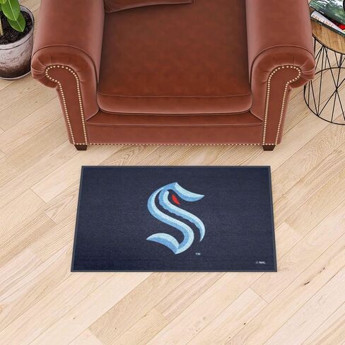Fanmats 30077 NHL - Seattle Kraken Starter Mat Brug - 19in. x 30in. | سجادة ديكور المنزل المعجبين بالرياضة وتوطين tailgating - شعار بريامري in Saudi Arabia