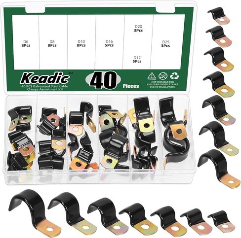 Keadic 40pcs نصف المشابك الكابل المغلفة فينيل للسيارات البحرية الصناعية in Saudi Arabia