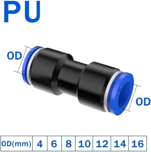 20/100pcs تركيبات هواء الموصل البلاستيكي PU لدفع أنبوب خرطوم الماء في اتصال سريع مستقيم (Pg 12-8،100 pcs) in Kuwait