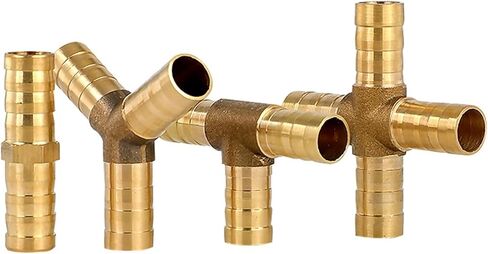 Brass Barb Pipe Fitting 2 3 4 Way Connector for 4mm 5mm 6mm 8mm 10mm 12mm Hose Copper Pagoda Gas Water Tube Fittings(Khaki) in Saudi Arabia