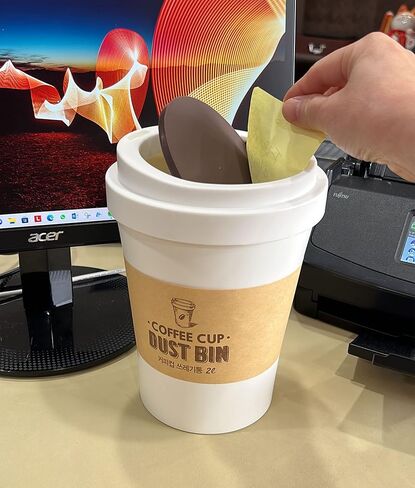 Uniware 2 LT Coffee Cup Mini Trash Can مع Trash Countertop Trash لمكتب مكتب القهوة ، سوينغ أعلى سلة المهملات (أبيض) in Saudi Arabia