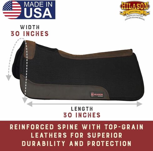 HILASON Western Wool Felt Horse Saddle Pad W/Distressed Wear Leather Made in USA | for Horses in Saudi Arabia