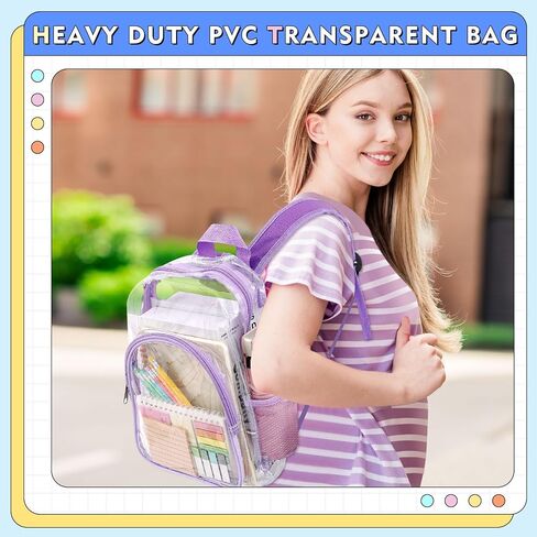 Aliceset Clear Backpack Bulk Heavy Duty Clear Bookbag 16 Transparent Waterproof Color Back Packs Donation Sports Stadium(30 Pcs) in Saudi Arabia
