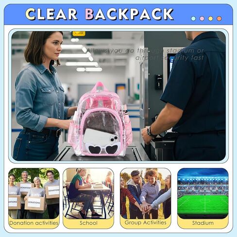 Aliceset Clear Backpack Bulk Heavy Duty Clear Bookbag 16 Transparent Waterproof Color Back Packs Donation Sports Stadium(30 Pcs) in Saudi Arabia
