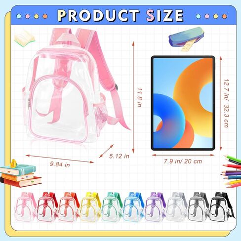 Aliceset Clear Backpack Bulk Heavy Duty Clear Bookbag 16 Transparent Waterproof Color Back Packs Donation Sports Stadium(30 Pcs) in Saudi Arabia