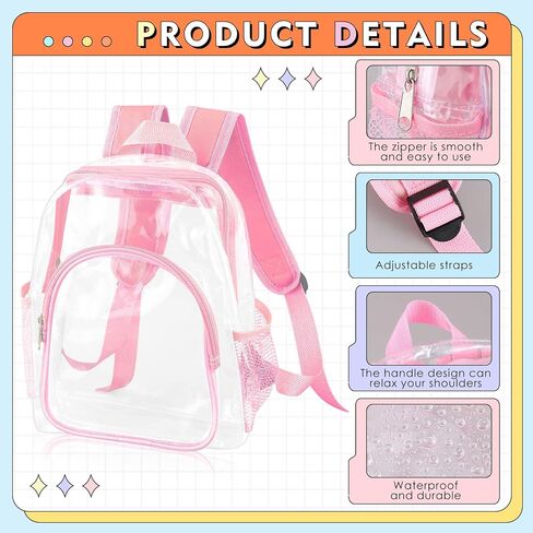 Aliceset Clear Backpack Bulk Heavy Duty Clear Bookbag 16 Transparent Waterproof Color Back Packs Donation Sports Stadium(30 Pcs) in Saudi Arabia