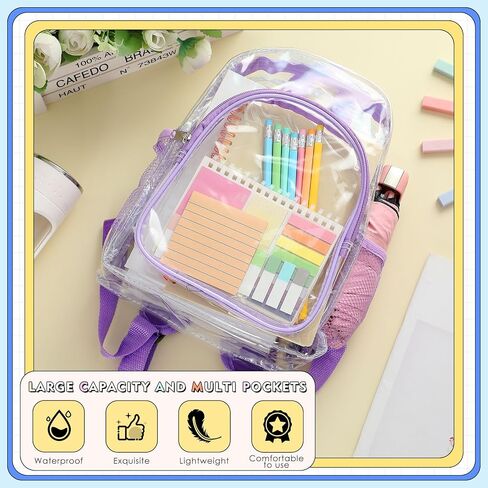 Aliceset Clear Backpack Bulk Heavy Duty Clear Bookbag 16 Transparent Waterproof Color Back Packs Donation Sports Stadium(30 Pcs) in Saudi Arabia