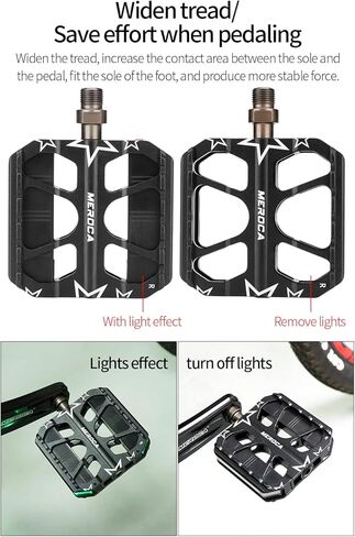 Smart Bike Pedals with LED Lights, Auto On-Off, 3 Colours, 7 Modes, USB Rechargeable, Waterproof, Flat Aluminium with 9/16in Steel Spindle, for e-Bike, City, Commuter, Hybrid, Road in Saudi Arabia