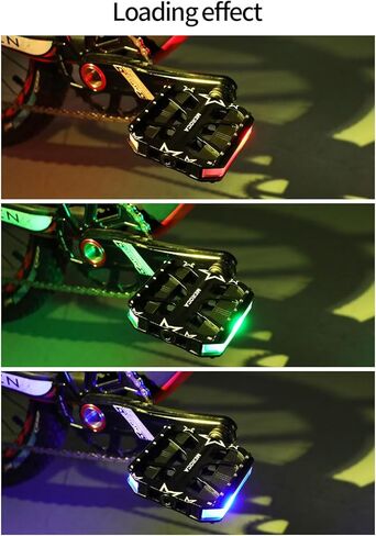 Smart Bike Pedals with LED Lights, Auto On-Off, 3 Colours, 7 Modes, USB Rechargeable, Waterproof, Flat Aluminium with 9/16in Steel Spindle, for e-Bike, City, Commuter, Hybrid, Road in Saudi Arabia