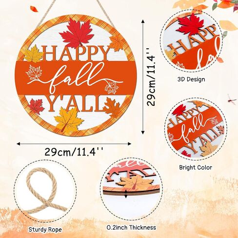 HOURIA 3D Fall Front Door Sign, Fall Football Decorations for Home,11.5"Rustic Football Fall Hanging Decor,Autumn Fall Wreath for Front Door,Maple Leaves decor for Farmhouse Indoor Outdoor Garden in Kuwait
