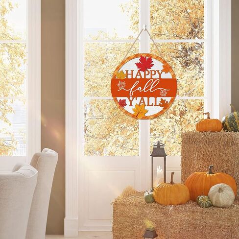 HOURIA 3D Fall Front Door Sign, Fall Football Decorations for Home,11.5"Rustic Football Fall Hanging Decor,Autumn Fall Wreath for Front Door,Maple Leaves decor for Farmhouse Indoor Outdoor Garden in Kuwait