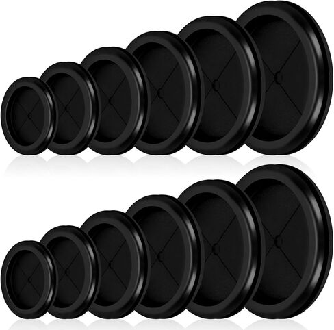 Glarks 12pcs 6 أحجام ذات جوانب مزدوجة مجموعة قابس ثقب المطاط مستدير ، حشيش سلك كهربائي مزدوج من الجوانب ، قابس مطاط صناعي ثقب للأسلاك ، حماية الكابل in Saudi Arabia