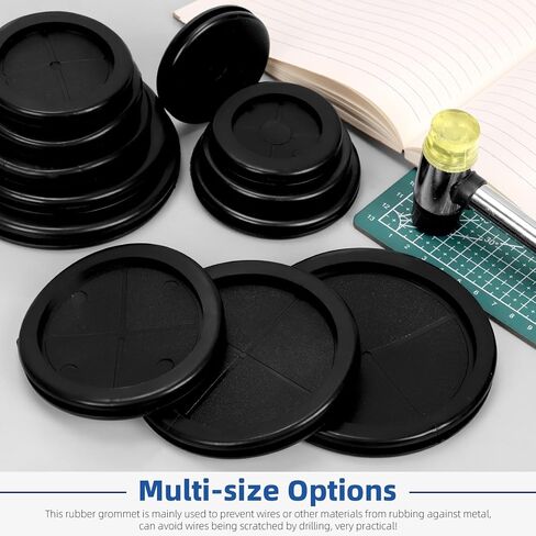 Glarks 12pcs 6 أحجام ذات جوانب مزدوجة مجموعة قابس ثقب المطاط مستدير ، حشيش سلك كهربائي مزدوج من الجوانب ، قابس مطاط صناعي ثقب للأسلاك ، حماية الكابل in Saudi Arabia