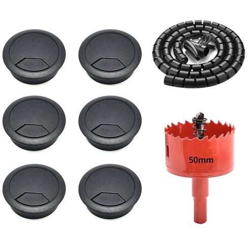 Surf Turtle Desk Grommet 12 حزمة 2 بوصة حلقات سلك كابل سوداء مرنة ، غطاء ثقب من البلاستي in Kuwait