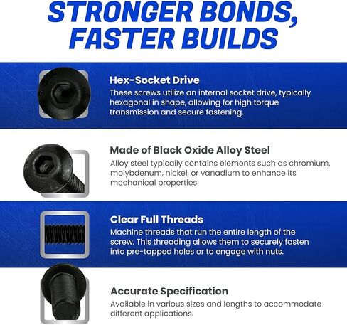 Button Head Socket Cap Screws - 3-48 x 1/4" (100-Pcs) Alloy Steel, Fully Threaded, Fine Black Oxide Finish, Corrosion-Resistant, Machine Thread, Easy to Install w/Allen Hex Drive in Saudi Arabia