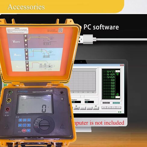 Digital Ground Resistance Tester 2 3 Pole Earth Resistance Tester Meter Earth Resistance Measurement with Range 0.01Ω to 2000Ω Resolution is 0.01Ω for Electrical Equipment Rechargeable USB in Saudi Arabia