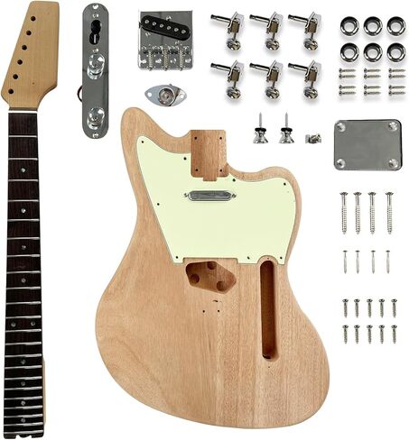 KGD JA DIY طقم الغيتار الكهربائي ، Mahogany Body و Maplp Neck ، لوحة Rosewood Fretboard ، مجموعة غيتار DIY غير المكتملة ، قم ببناء القيثارات الكهربائية الخاصة بك للبالغين in Kuwait