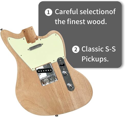 KGD JA DIY طقم الغيتار الكهربائي ، Mahogany Body و Maplp Neck ، لوحة Rosewood Fretboard ، مجموعة غيتار DIY غير المكتملة ، قم ببناء القيثارات الكهربائية الخاصة بك للبالغين in Kuwait
