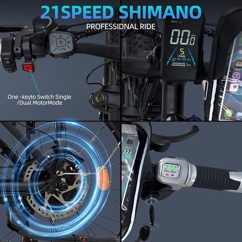 دراجة كهربائية للبالغين ، ذروة 3200 واط ثنائية الحركية ، 48 فولت 22.4AH قابلة للإزالة للبطاريات الصيد ، دراجة ترابية طويلة المدى ، 26 بوصة دراجة دسم-إطارات كهربائية ، دراجة جبلية للتعليق الكامل للثلوج على الطرق الوعرة in Kuwait