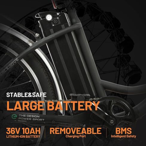 Ecotric CityCruiser Electric Bike 26 "E Bike 350W Motor Bicycles قابل للإزالة 36V 10AH Lithium بطارية التنقل بخطوة Ebike للبالغين مع سلة Shimano 7 Speed ​​Gears in Saudi Arabia