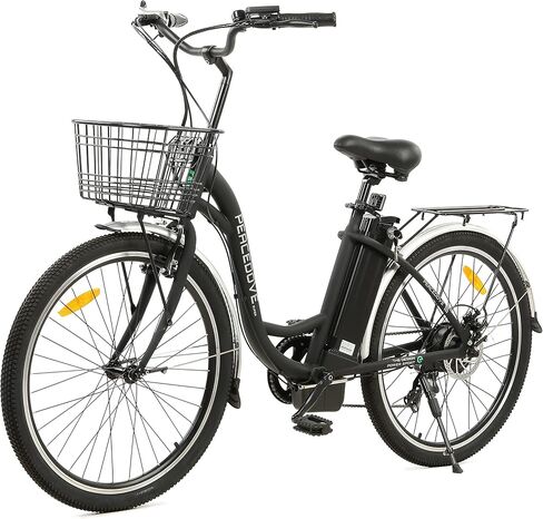 Ecotric CityCruiser Electric Bike 26 "E Bike 350W Motor Bicycles قابل للإزالة 36V 10AH Lithium بطارية التنقل بخطوة Ebike للبالغين مع سلة Shimano 7 Speed ​​Gears in Saudi Arabia