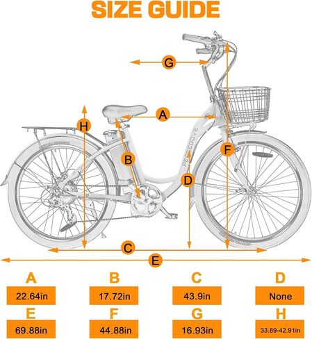 Ecotric CityCruiser Electric Bike 26 "E Bike 350W Motor Bicycles قابل للإزالة 36V 10AH Lithium بطارية التنقل بخطوة Ebike للبالغين مع سلة Shimano 7 Speed ​​Gears in Saudi Arabia