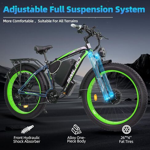 دراجة كهربائية للبالغين ، ذروة 3200 واط ثنائية الحركية ، 48 فولت 22.4AH قابلة للإزالة للبطاريات الصيد ، دراجة ترابية طويلة المدى ، 26 بوصة دراجة دسم-إطارات كهربائية ، دراجة جبلية للتعليق الكامل للثلوج على الطرق الوعرة in Kuwait