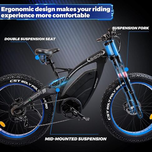 ECOTRIC Powerful Electric Bike 1000W Motor 17.6AH/48V Battery 26" x 4.8" Fat Tire Ebike with Suspension Fork Aluminum Frame Mountain Bike Beach E-Bike Snow Bicycle for Adults in Saudi Arabia