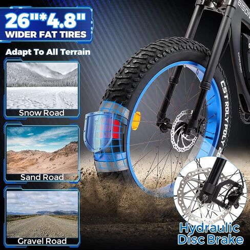 ECOTRIC Powerful Electric Bike 1000W Motor 17.6AH/48V Battery 26" x 4.8" Fat Tire Ebike with Suspension Fork Aluminum Frame Mountain Bike Beach E-Bike Snow Bicycle for Adults in Saudi Arabia