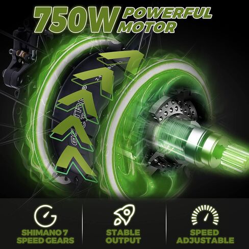 ECOTRIC Coolboy Electric Bike 26" Fat Tire 750W Electric Mountain Bike 48V 12.5AH Removable Large Battery Adult Electric Bicycles Beach Snow Mountain Bike Hydraulic Brakes Dual Shock Absorber in Saudi Arabia