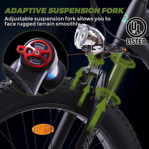 ECOTRIC Coolboy Electric Bike 26" Fat Tire 750W Electric Mountain Bike 48V 12.5AH Removable Large Battery Adult Electric Bicycles Beach Snow Mountain Bike Hydraulic Brakes Dual Shock Absorber in Saudi Arabia