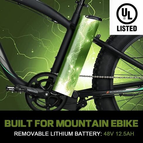 ECOTRIC Coolboy Electric Bike 26" Fat Tire 750W Electric Mountain Bike 48V 12.5AH Removable Large Battery Adult Electric Bicycles Beach Snow Mountain Bike Hydraulic Brakes Dual Shock Absorber in Saudi Arabia
