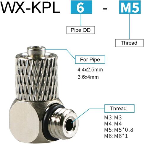 5pcs Mini Male Thread M3 M4 M5 M6 -Air Tube OD 3MM 4mm 6mm 6mm pneumatic mochector screw من خلال تركيبات Traight/الكوع السريعة (6-M3 ، WX-KPB) in Saudi Arabia